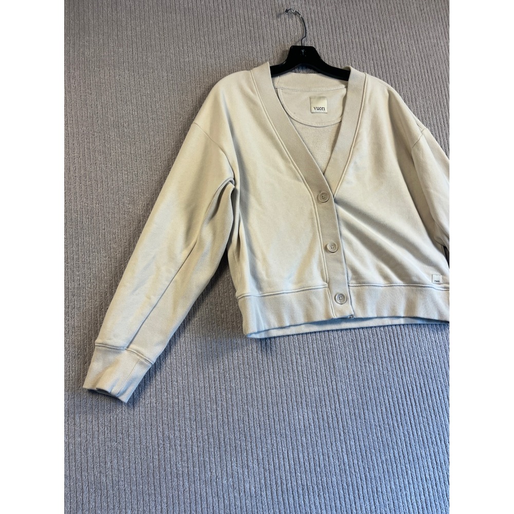Vuori Restore Cardigan Womens M or S Cream Button Front V-Neck Sweatshirt - Picture 3 of 8